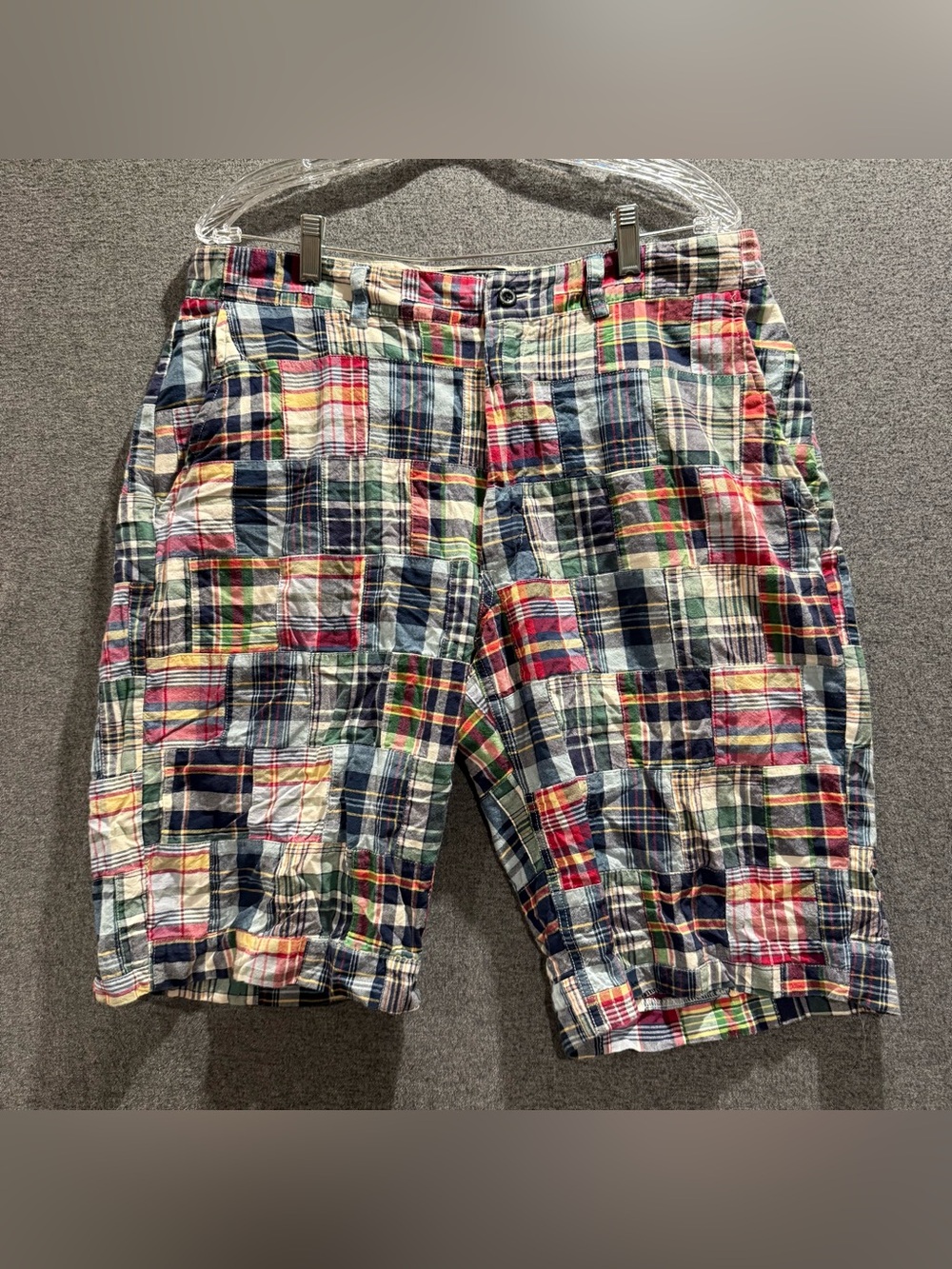 American Living Mens 36 Madras Patchwork Plaid 100% Cotton Shorts